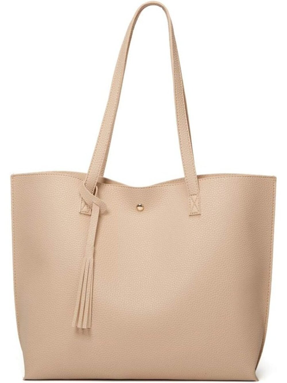 〽️Women's Khaki Big Capacity Tassel Casual Faux Leather Shoulder Tote Handbag